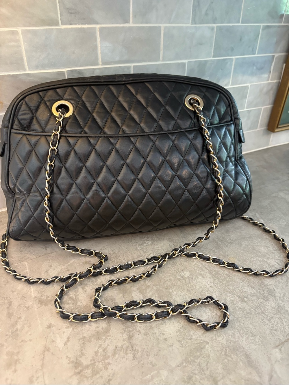 Quilted leather Plinio Visona leather bag